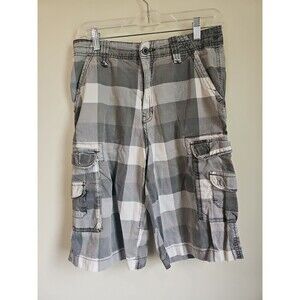 Michael Kors Machine Brand Cargo Shorts Black and Whited Checkered Size 16